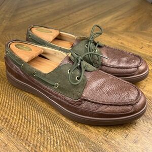 Cole Haan Shoes Mens 10.5 Brown Green Truman 2 Eye Leather Boat‎ Shoe Loafers